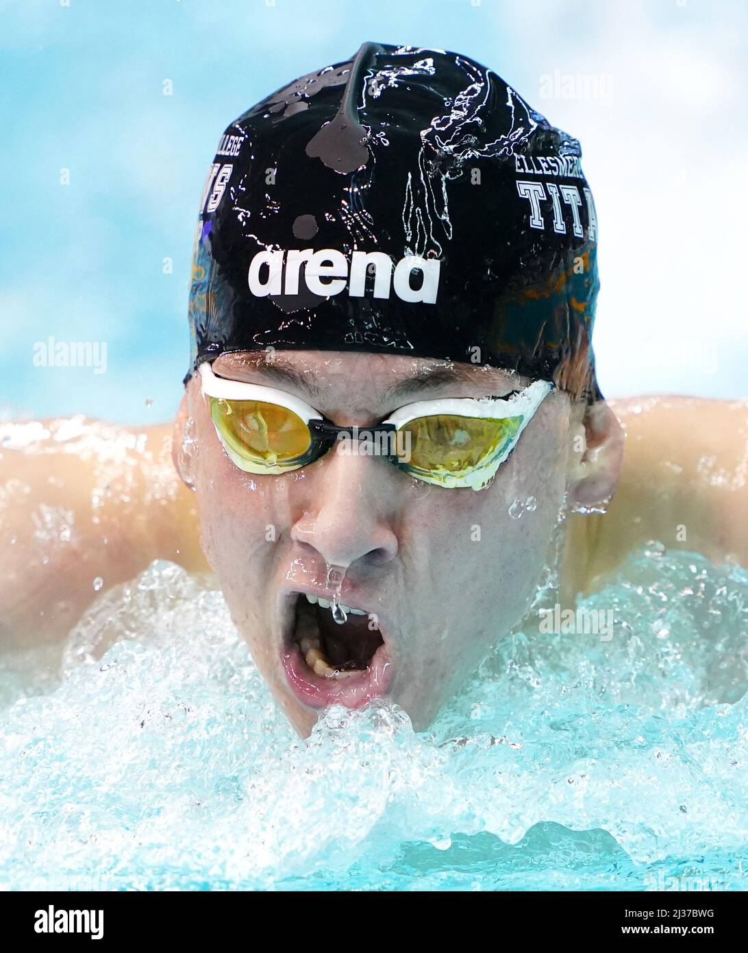City Of Leicester's Andrew Bertoli in action during the Men's Open 200m Butterfly heats on day two of the 2022 British Swimming Championships at Ponds Forge International Swimming Centre, Sheffield. Picture date: Wednesday April 6, 2022. Stock Photo