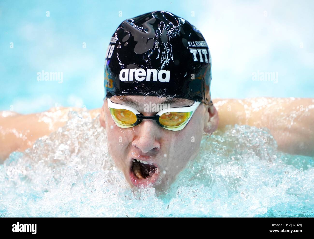 City Of Leicester's Andrew Bertoli in action during the Men's Open 200m Butterfly heats on day two of the 2022 British Swimming Championships at Ponds Forge International Swimming Centre, Sheffield. Picture date: Wednesday April 6, 2022. Stock Photo