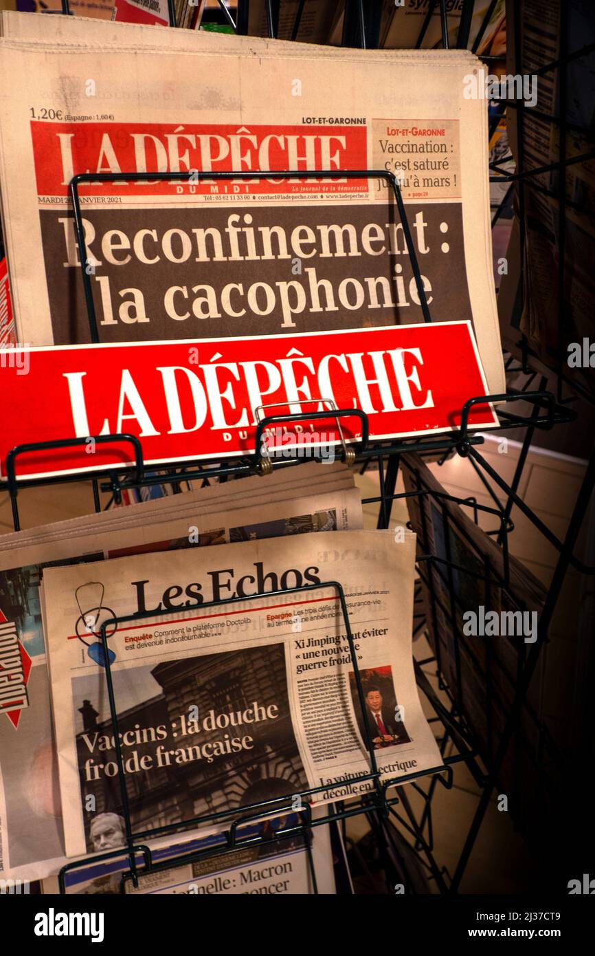 France- News papers during the Covid 9 lockdown,.. Stock Photo
