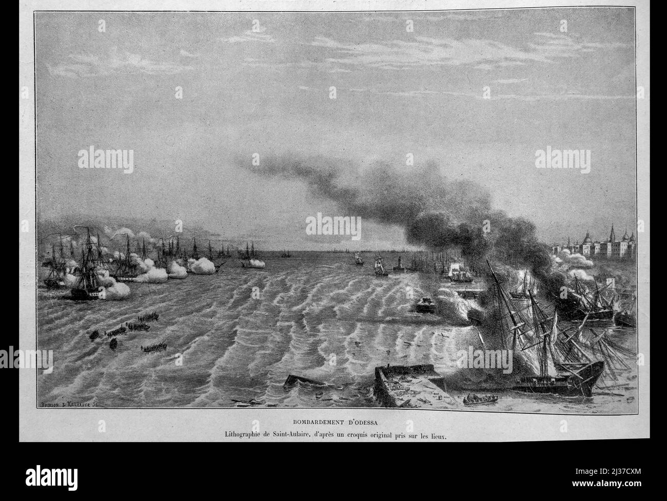 CRIMEAN WAR- Bombing Odessa...The Crimean War[e] was a military conflict fought from October 1853 to February 1856[9] in which Russia lost to an Stock Photo