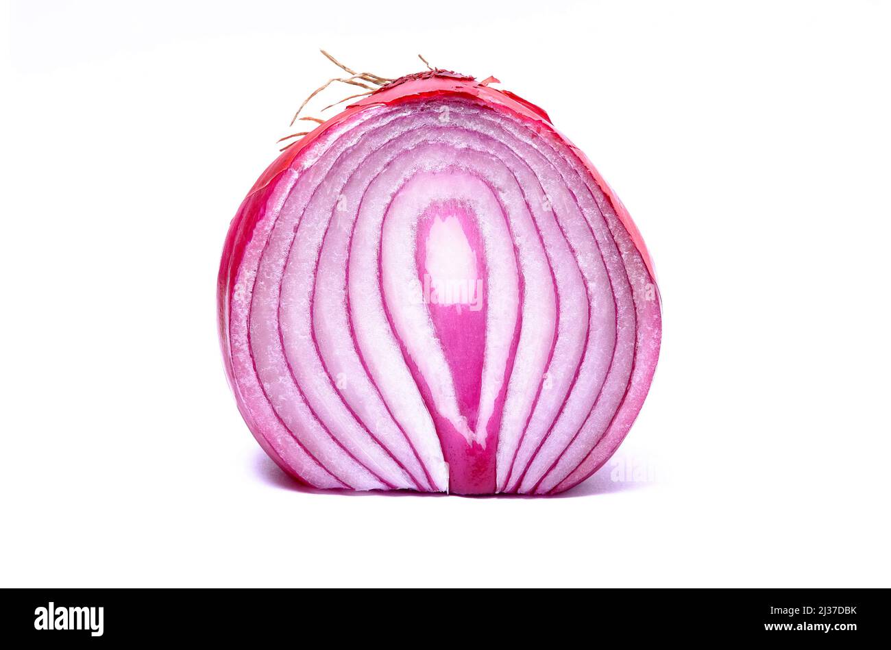 sliced red onion on white background Stock Photo
