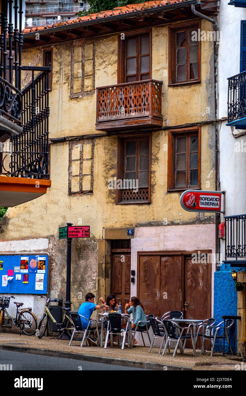 Spain-Basque Country-Guipuzcoa- street scene at Zarrauz.. Stock Photo