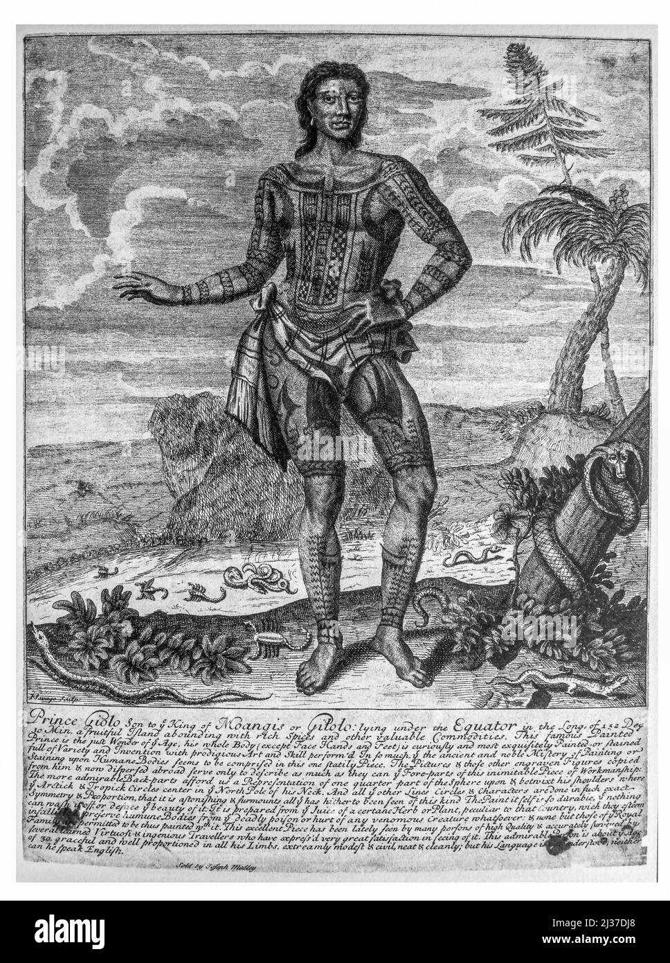 '''''Prince Gilolo, son to Ye, King of Moangis or Gilolo'' by John Savage, 1692)  -  State University of New South Wales -..Halmahera, formerly known Stock Photo