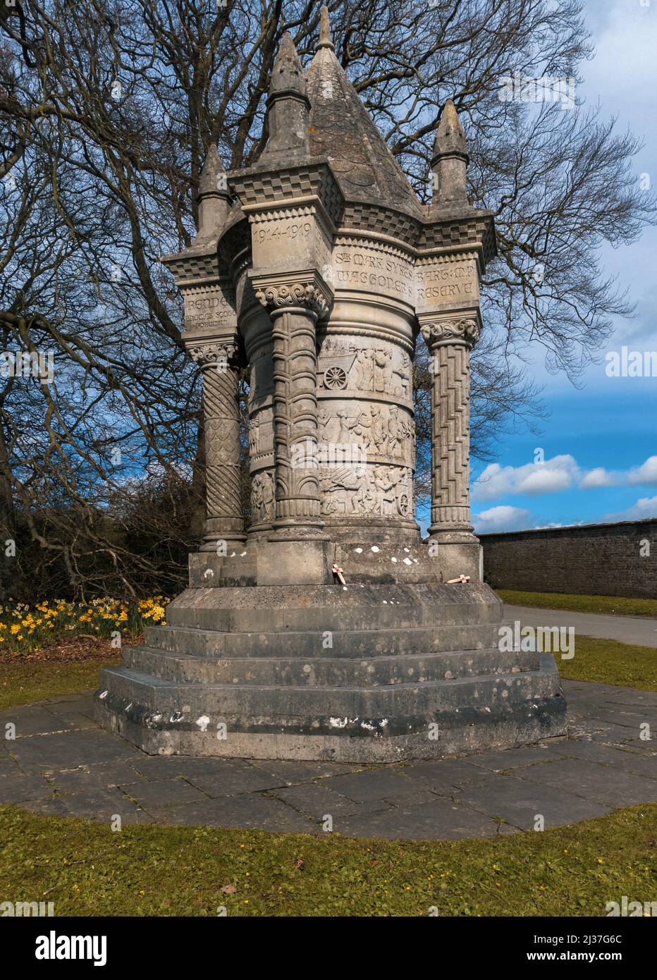 The Wagoners' Memorial is a war memorial in Sledmere, Stock Photo