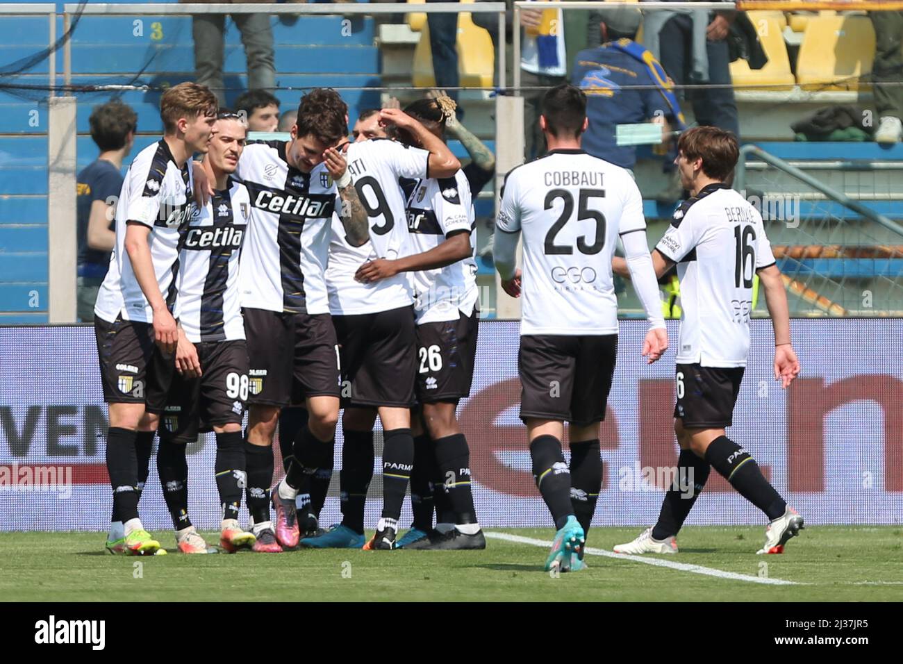 Parma, Italy. 05th Feb, 2023. Tardini Stadium, 05.02.23 Franco Damian  Vazquez (10 Parma) celebrates his goal during the Serie B match between  Parma and Genoa at Tardini Stadium in Parma, Italia Soccer (