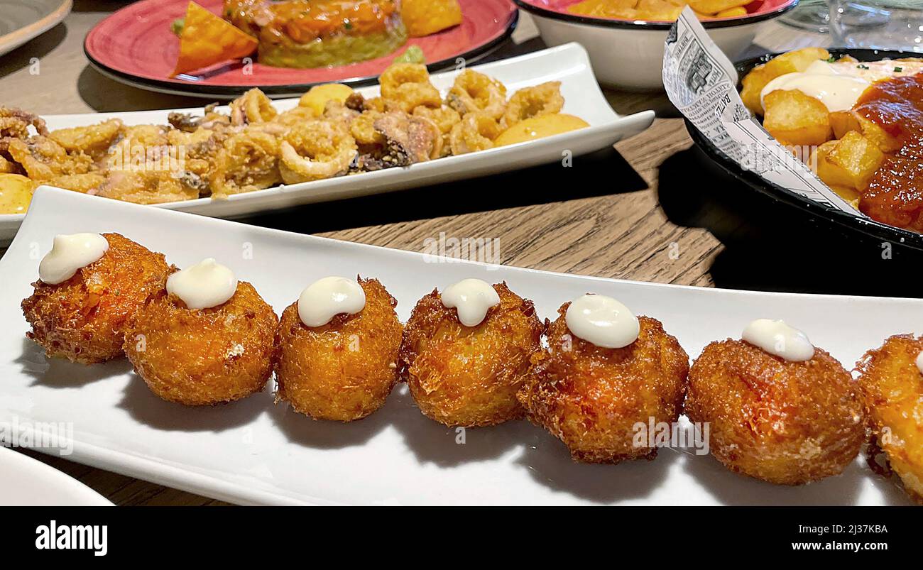 Variety of typical Spanish tapas Stock Photo - Alamy