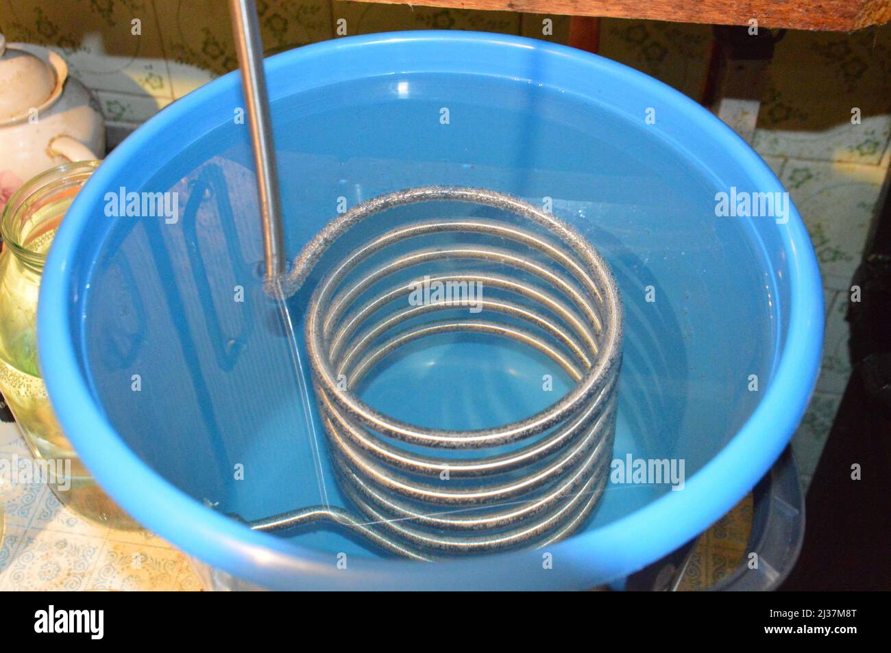 Moonshine still and parts for making distilled a alcohol Stock Photo