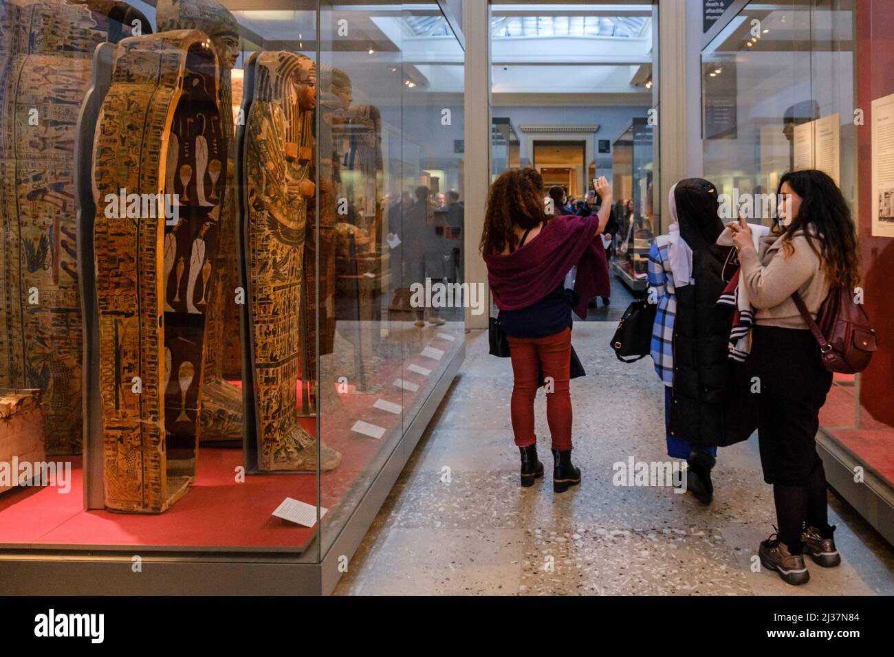 British museum, decorated wooden Egyptian coffin, London, England