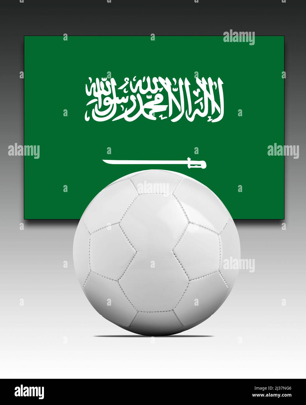 Blank Soccer ball with Saudi Arabia national team flag Stock Photo - Alamy
