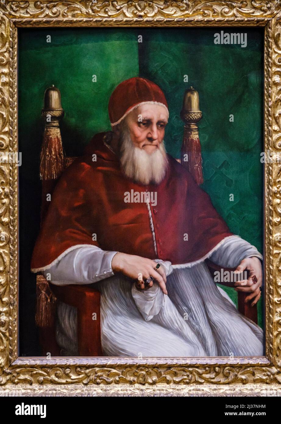 Raphael, Portrait of Pope Julius II, 1511, oil on canvas, Stock Photo