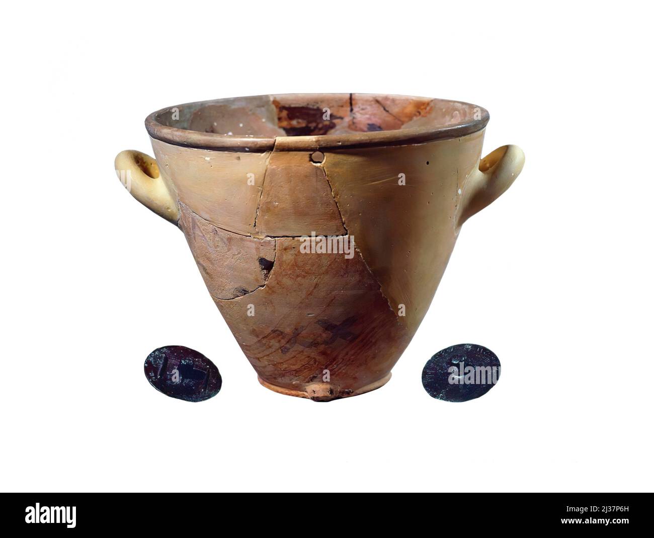 Terracotta clepsydra, water clock (6 litre vessel), with spheres. 5th