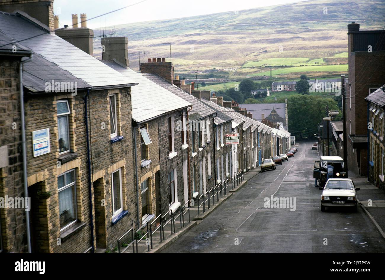 Steep hillside street of Victorian terraced houses, Park Street