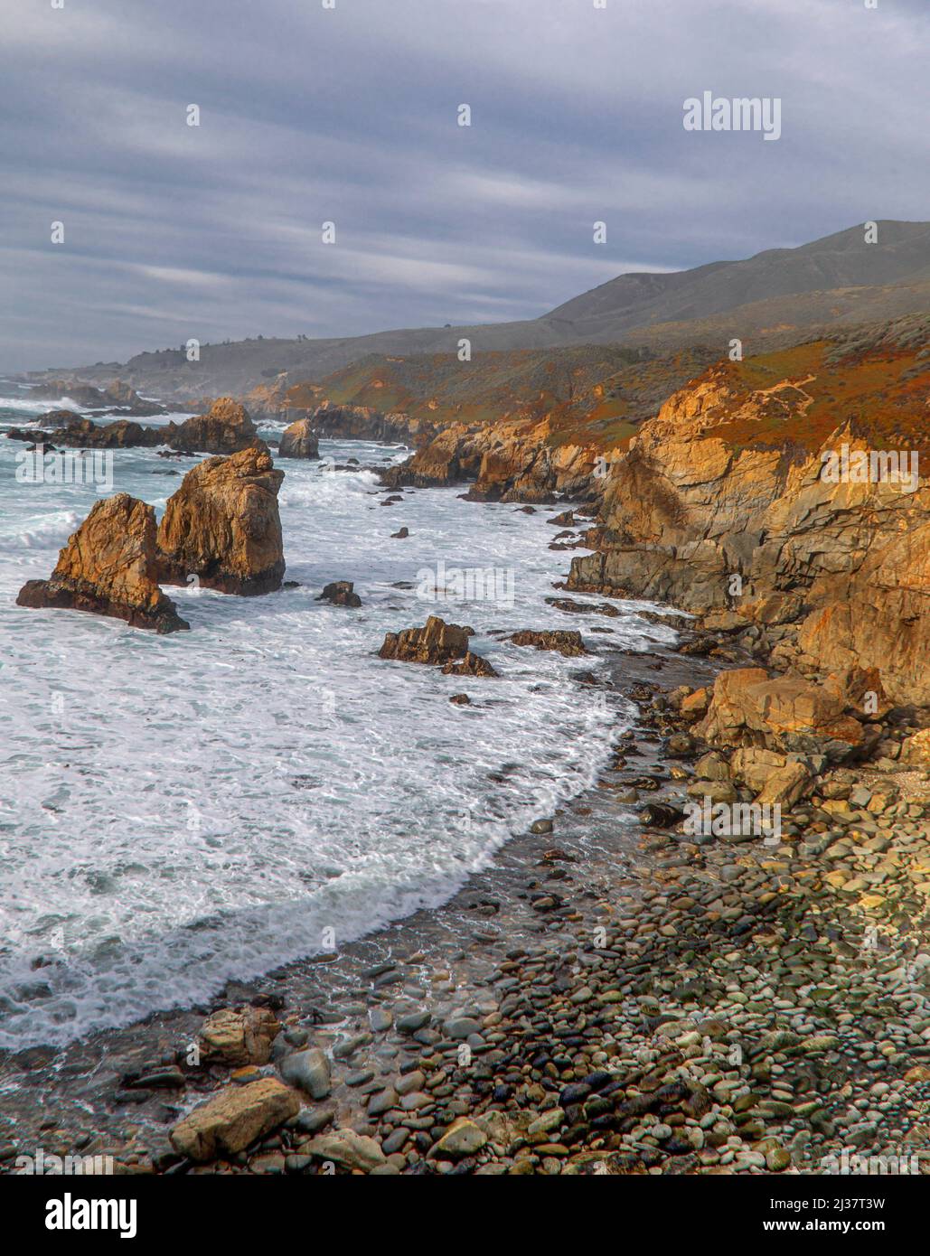 The surf is up along the Pacific Ocean Coastline at Garrapata State