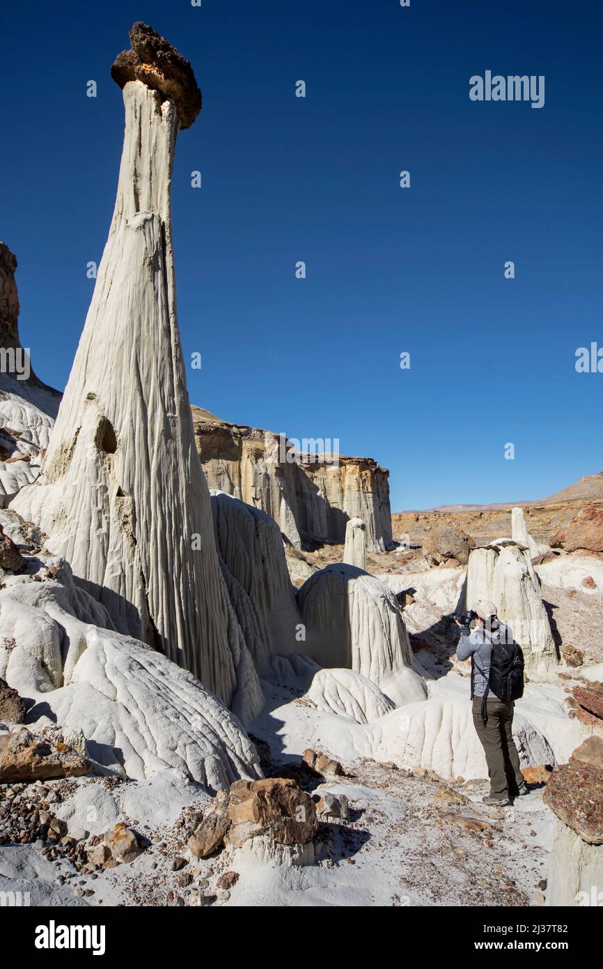 The distinctive sandstone rock formations know as the Wahweap Hoodoos stand out in the Southern Utah landscape. Stock Photo