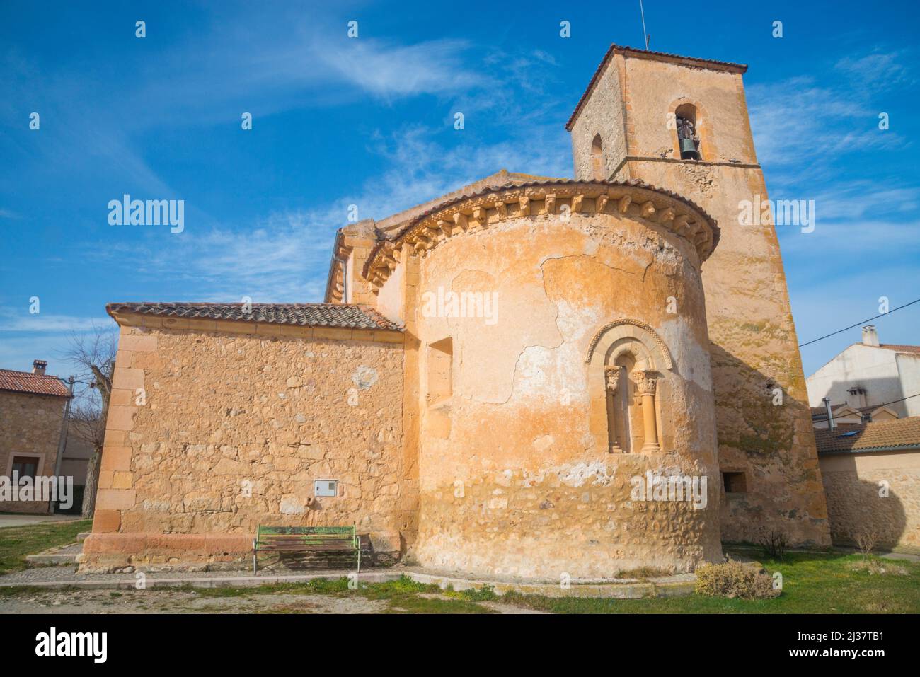 San Pedro Ad Vincula church. Perorrubio, Segovia province, Castilla Leon, Spain. Stock Photo