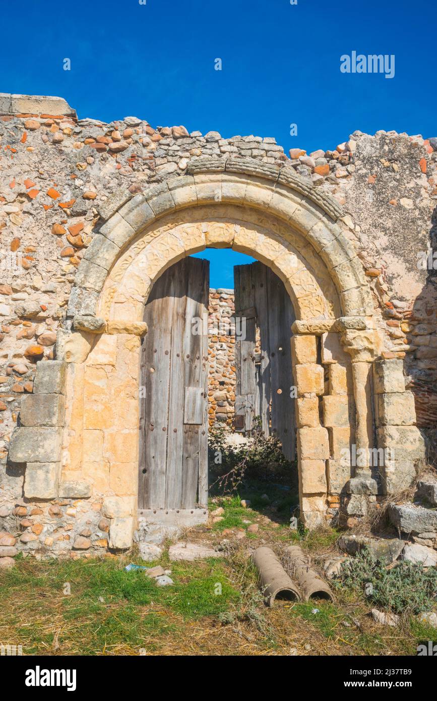 Ruins of Santa Isabel church. Fresneda de Sepulveda, Segovia province, Castilla Leon, Spain. Stock Photo