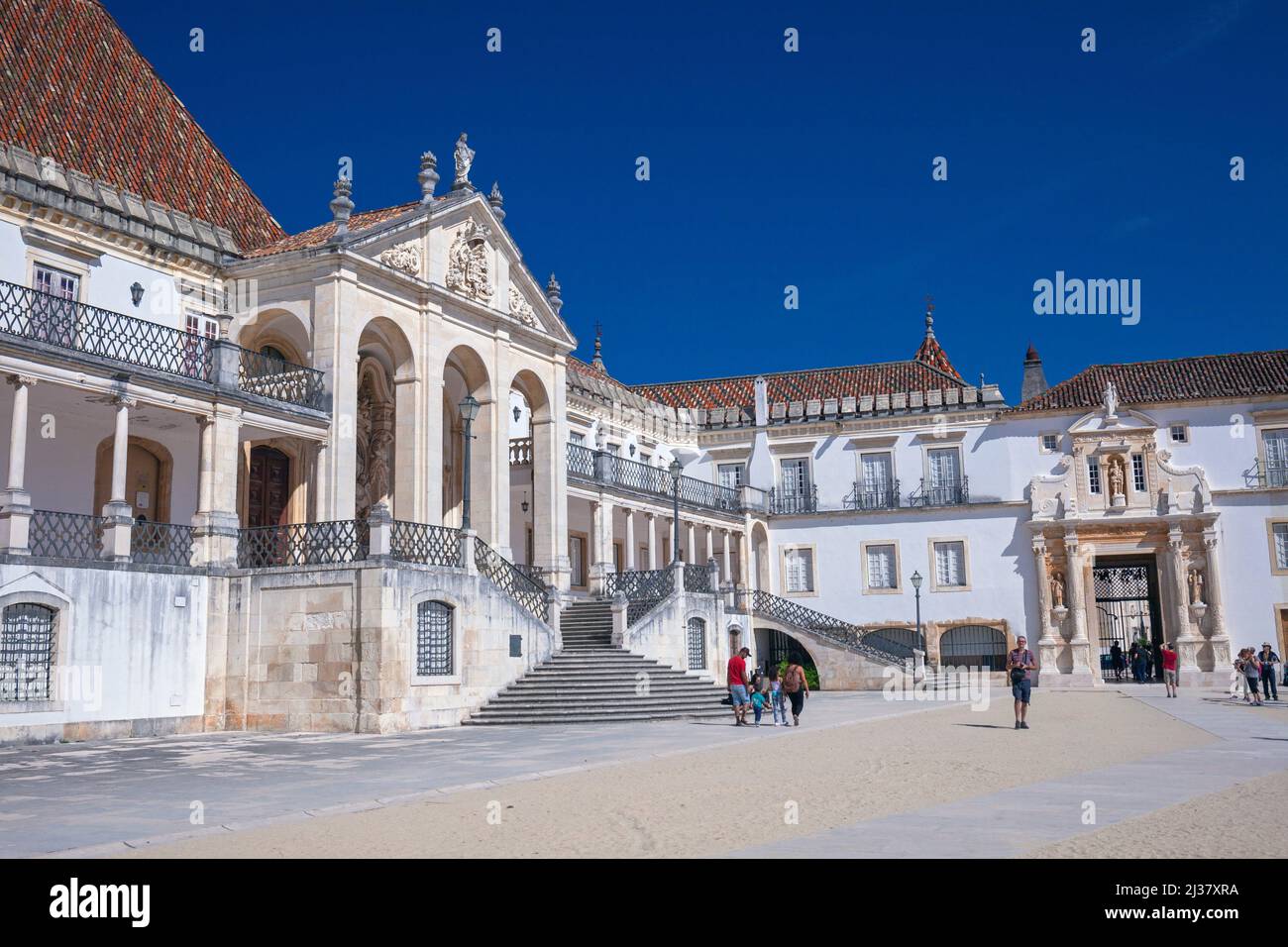 Europe, Portugal, Beira Litoral Province, Coimbra, The Paço das Escolas (Courtyard of the University of Coimbra) and The Via Latina or Royal Palace. Stock Photo