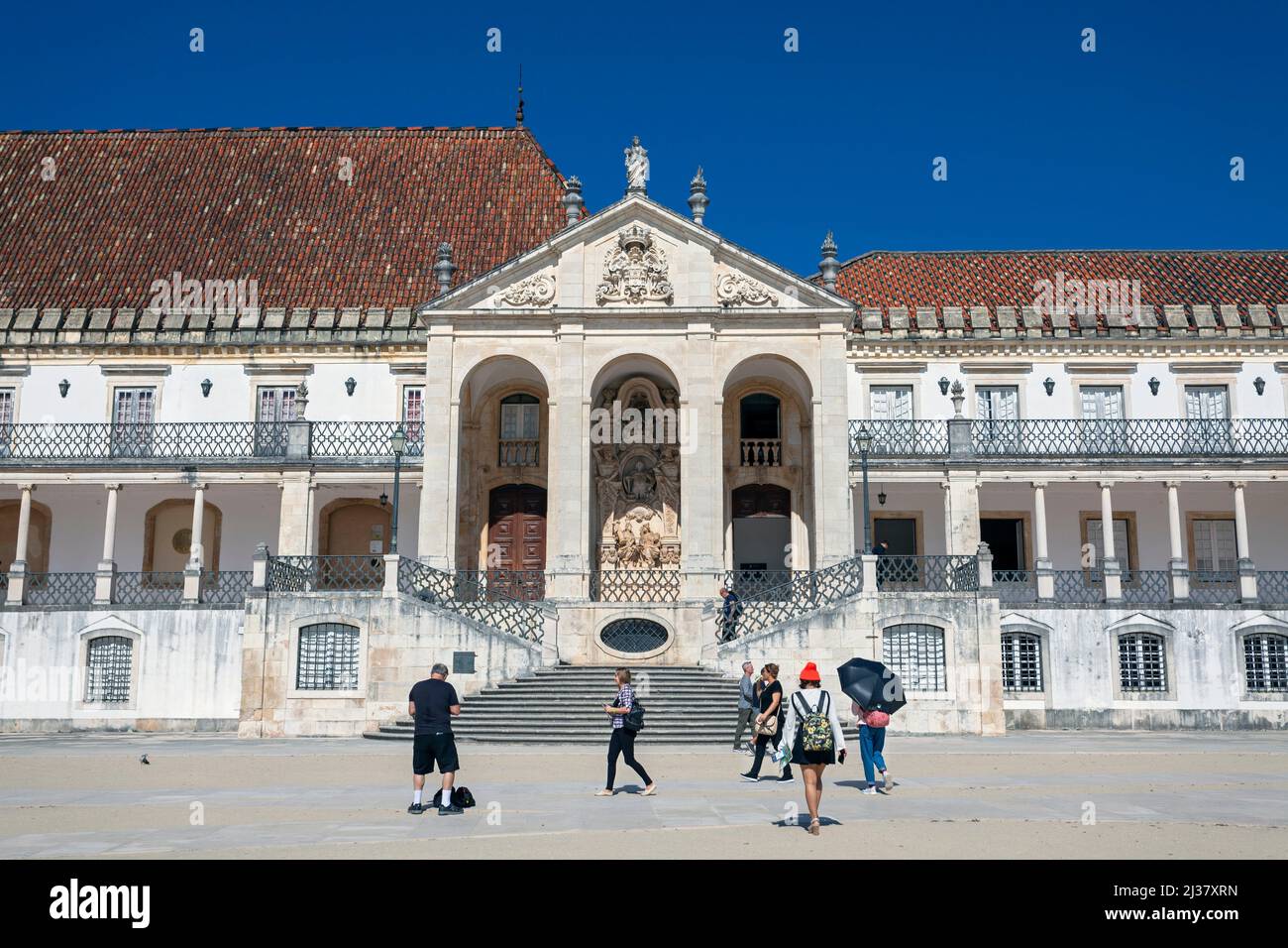 Europe, Portugal, Beira Litoral Province, Coimbra, Via Latina (or The Royal Palace) from Paço das Escolas. Stock Photo