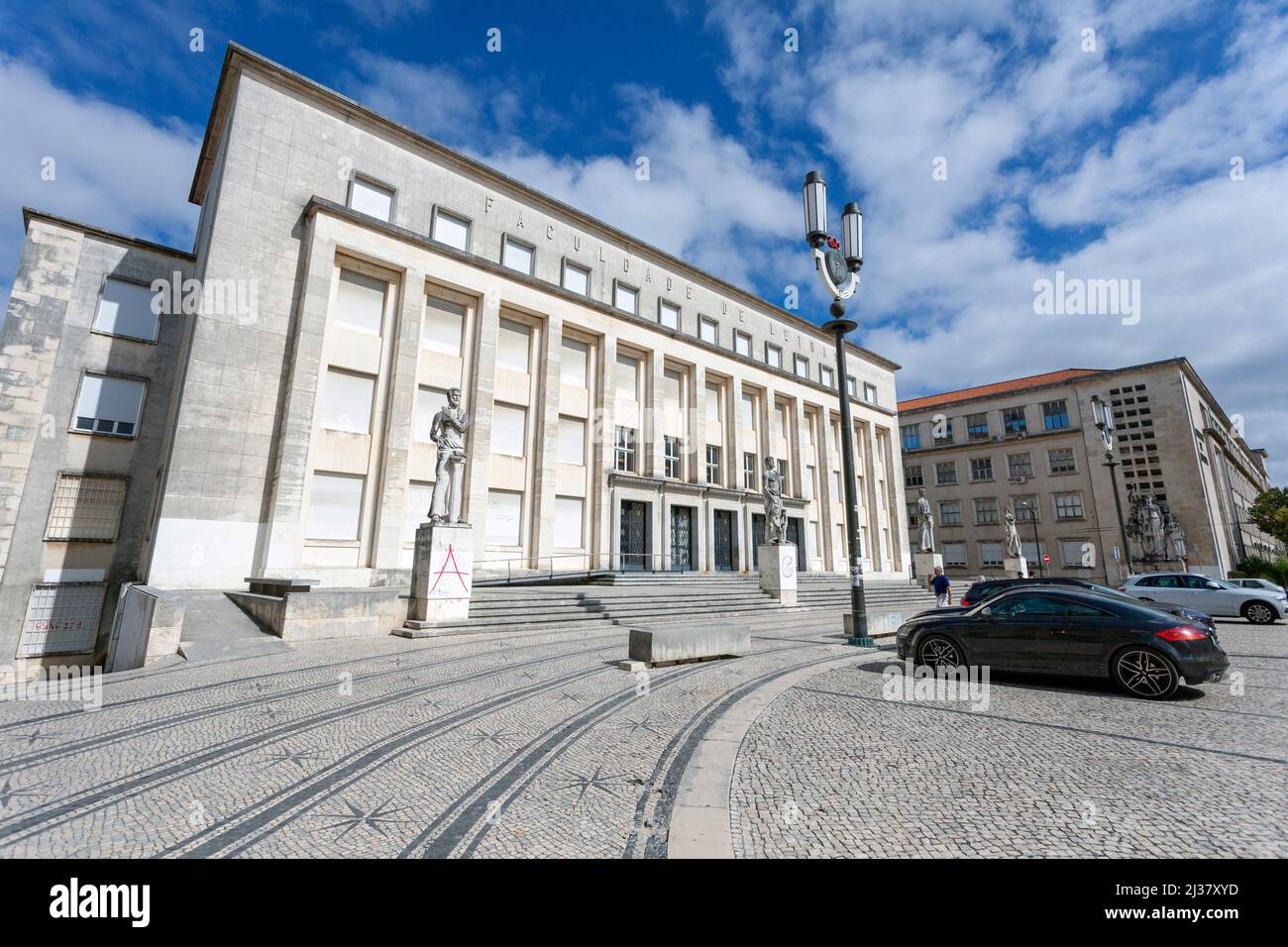 Europe, Portugal, Beira Litoral Province, Coimbra, The Faculty of Humanities (Faculdade de Letras) Building of the University of Coimbra. Stock Photo