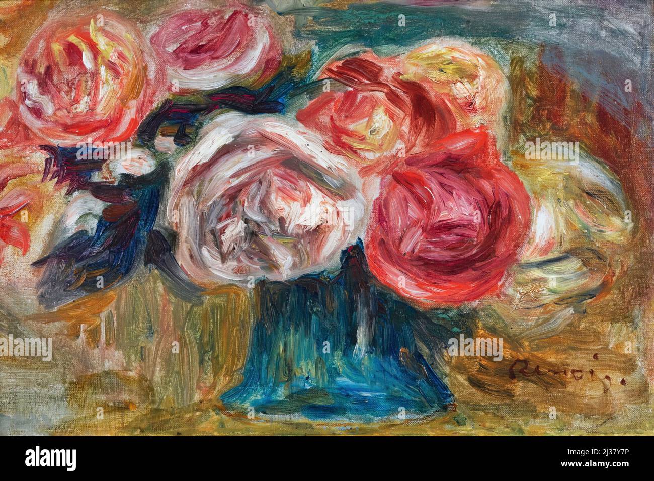 Bouquet of roses in a vase by Renoir Stock Photo Alamy