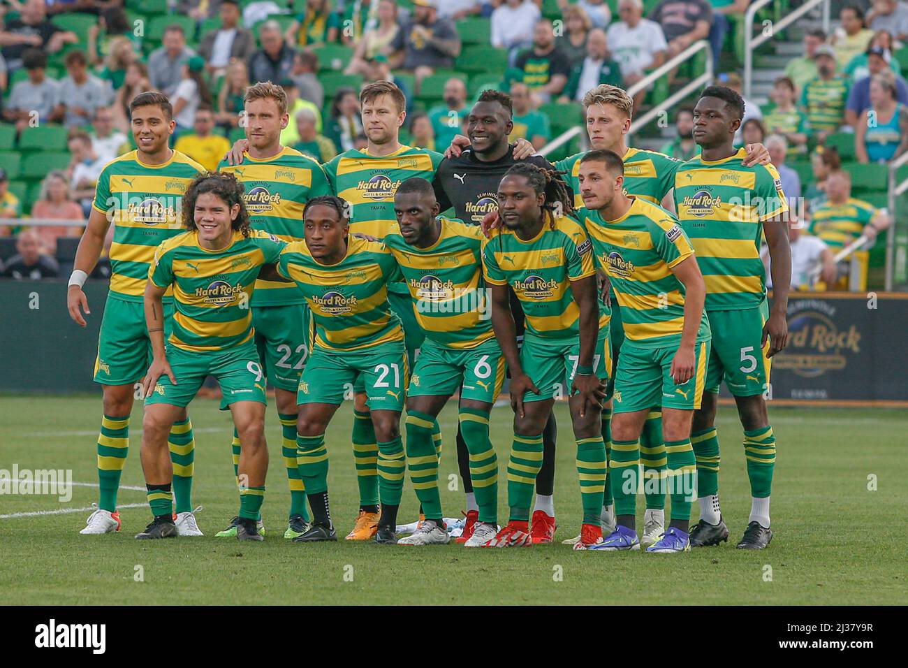 St. Petersburg, FL USA: Tampa Bay Rowdies during Round 2 of the USL 2022  U.S. Open Cup against the The Villages SC, Tuesday, April 5, 2022, at Al  Lang Stadium. The Rowdies