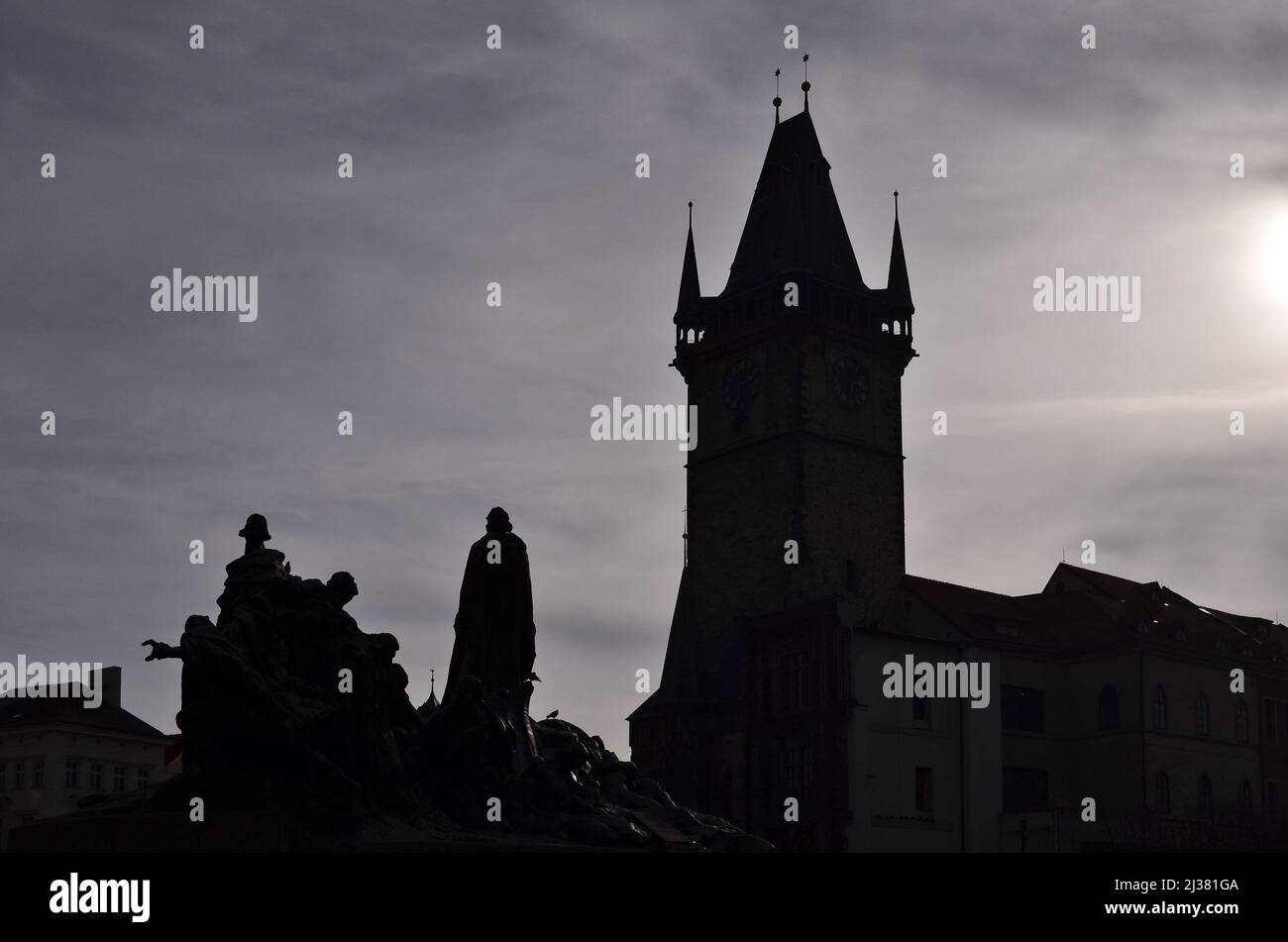Silhouettes old town hall tower hi-res stock photography and images - Alamy