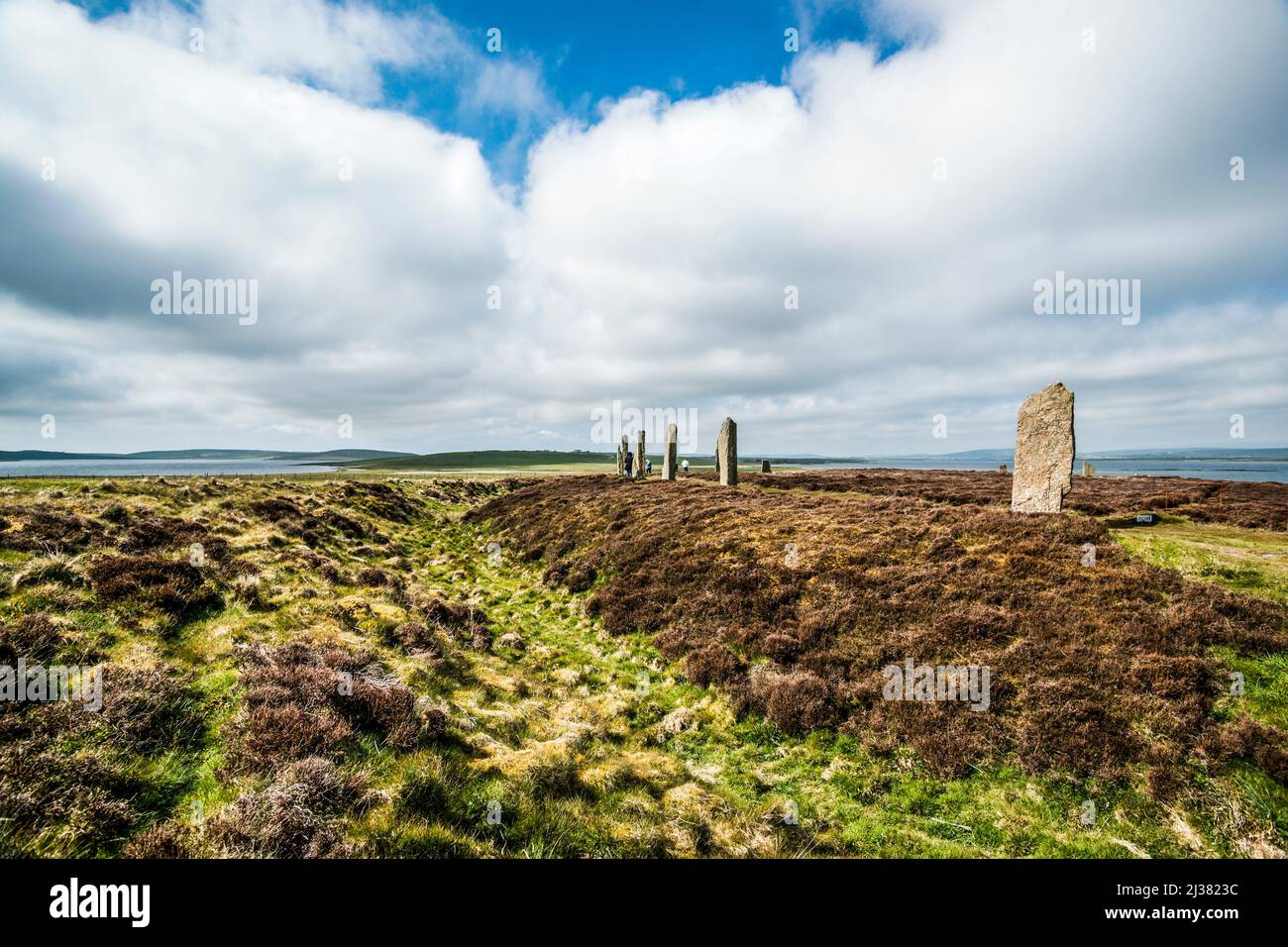 Ring of Brodgar. Orkney Islands mainland, Stromness, Scotland, United Kingdom, UNESCO Heart of Neolithic Orkney World Heritage Site. Stock Photo