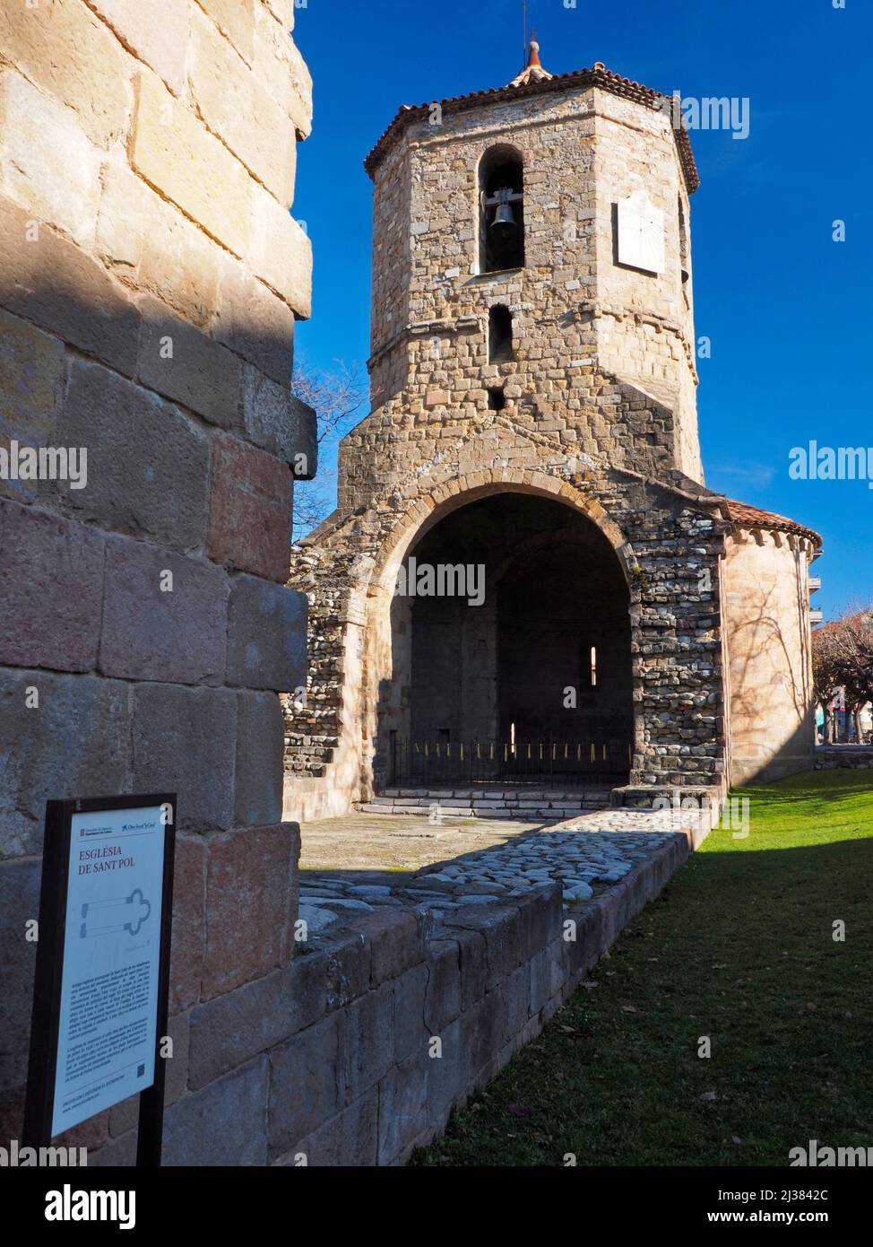 Sant Pol Church medieval ruins. Sant Joan de les Abadesses village. Ripollés region, Girona province, Catalonia, Spain. Stock Photo