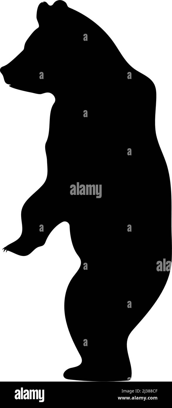 Black silhouette of a bear on a white background. Vector image. Stock Vector