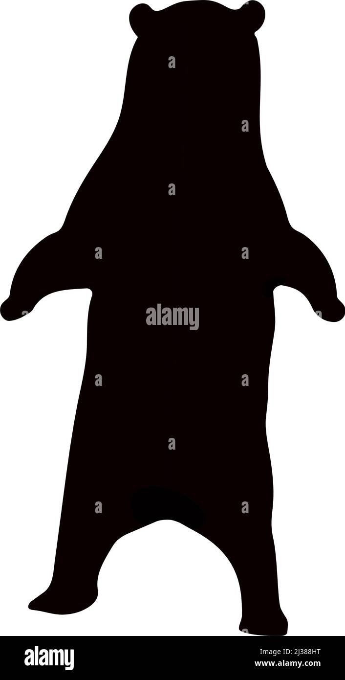 Black silhouette of a bear on a white background. Vector image. Stock Vector