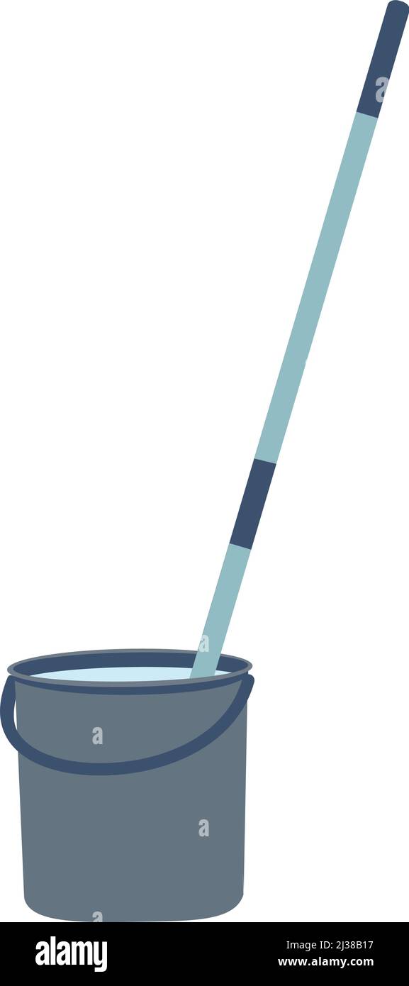 Mop with bucket semi flat color vector object Stock Vector