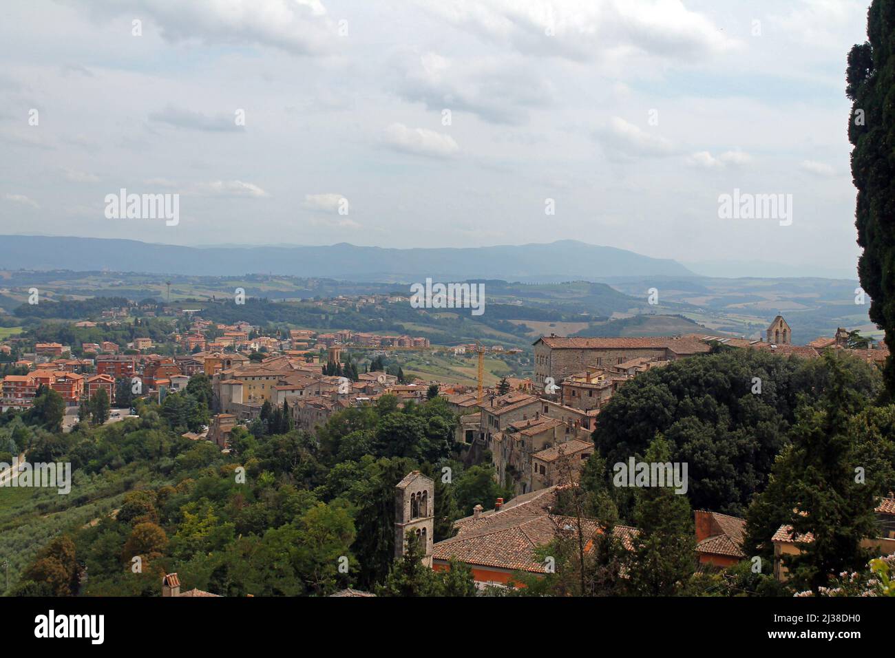 The Italian countryside from the cliff over Gubbio in Umbria in Italy Stock Photo