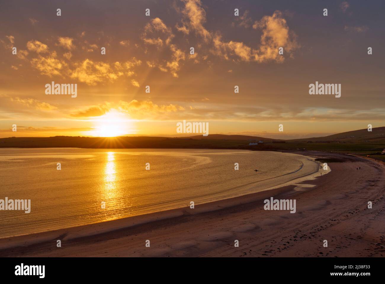 Sunset at Scapa Bay, Orkney Isles Stock Photo