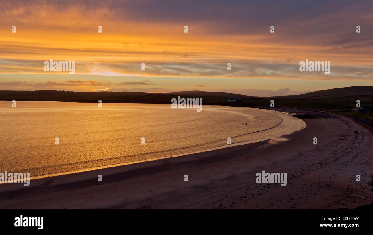 Sunset at Scapa Bay, Orkney Isles Stock Photo