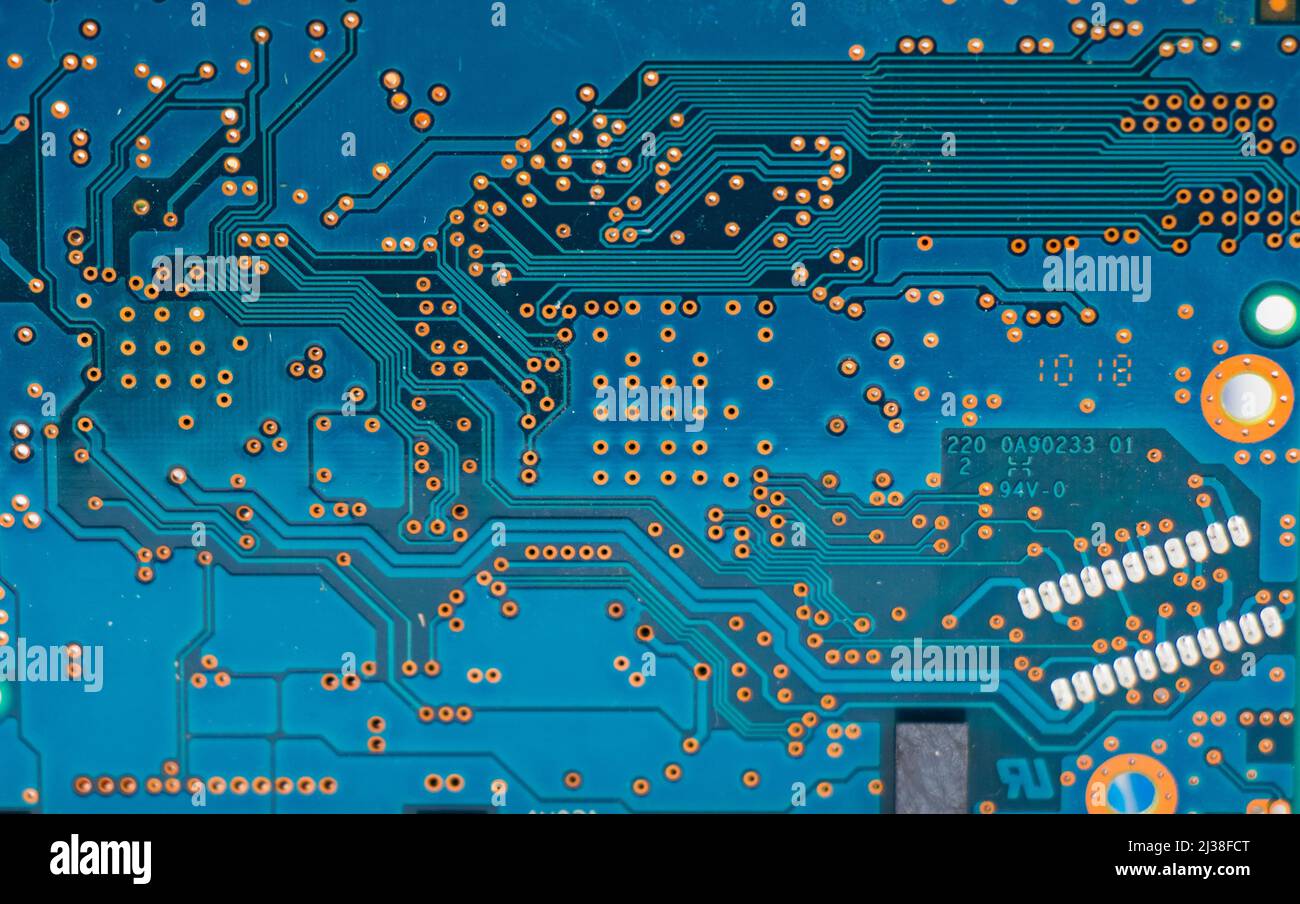 Electronic motherboard, isometric processor microchip Stock Photo