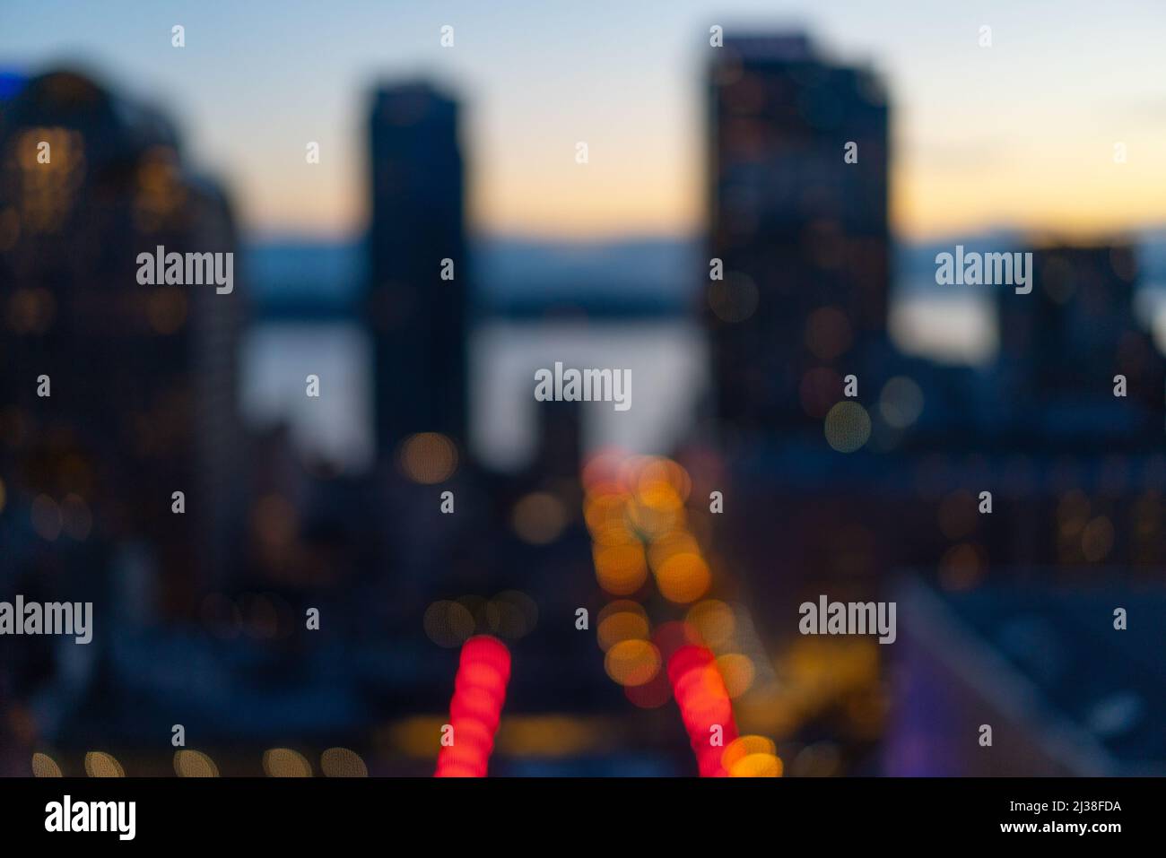 City at night, out of focus. Seattle, WA. Stock Photo