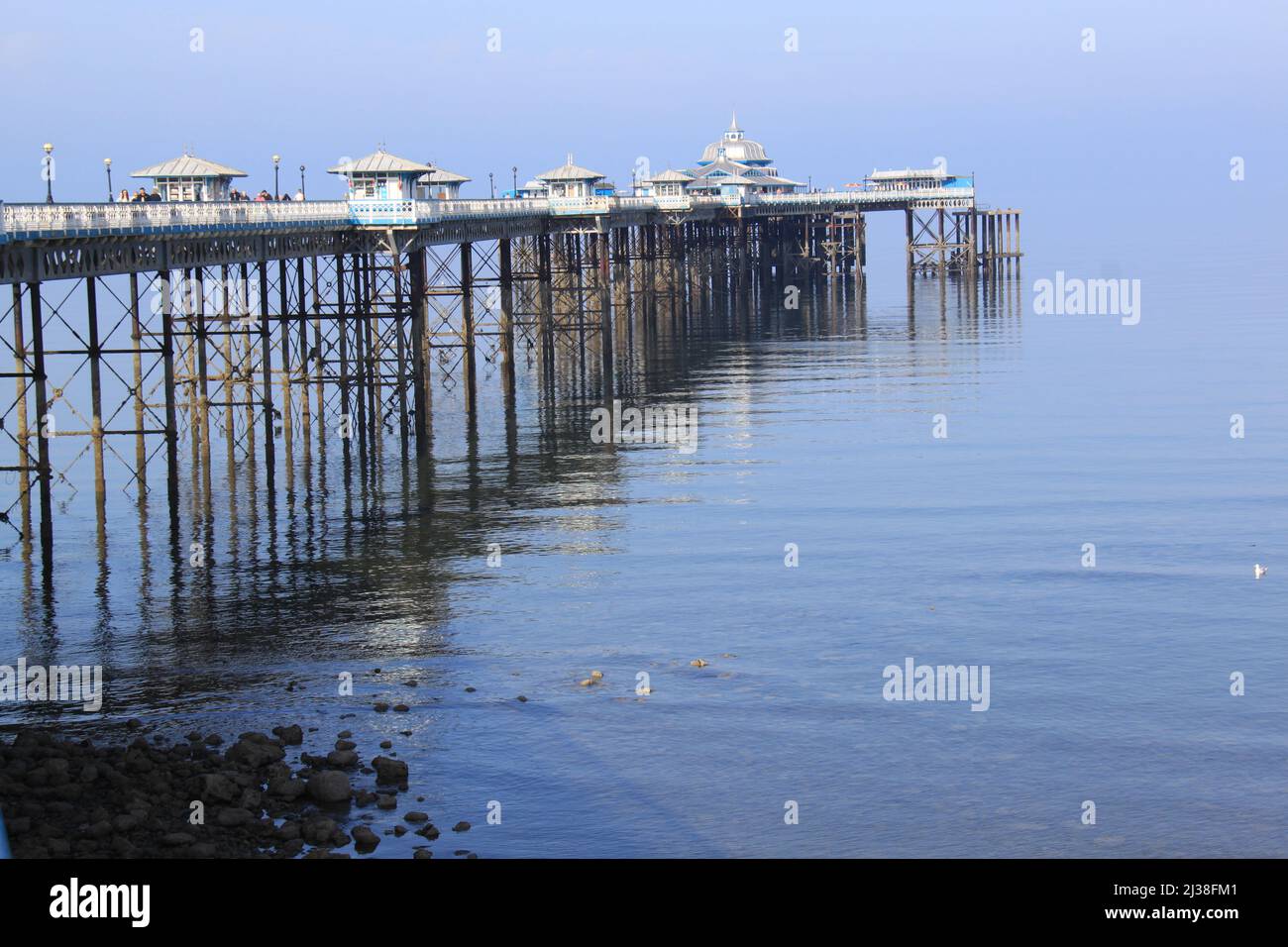 Llandudno Pier, Clywd is a Grade II listed structure in North Wales which stretches more than 700 metres out over the sea - WALES,  UK, PETER GRANT Stock Photo