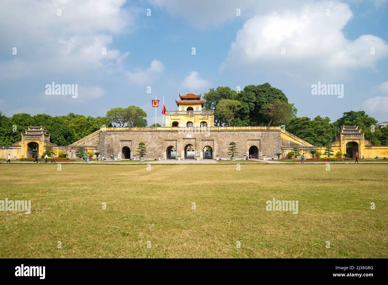 HANOI, VIETNAM - JANUARY 10, 2016: View on the southern gate of Doan Mon ancient city fortress Thang Long. Hanoi, Vietnam Stock Photo