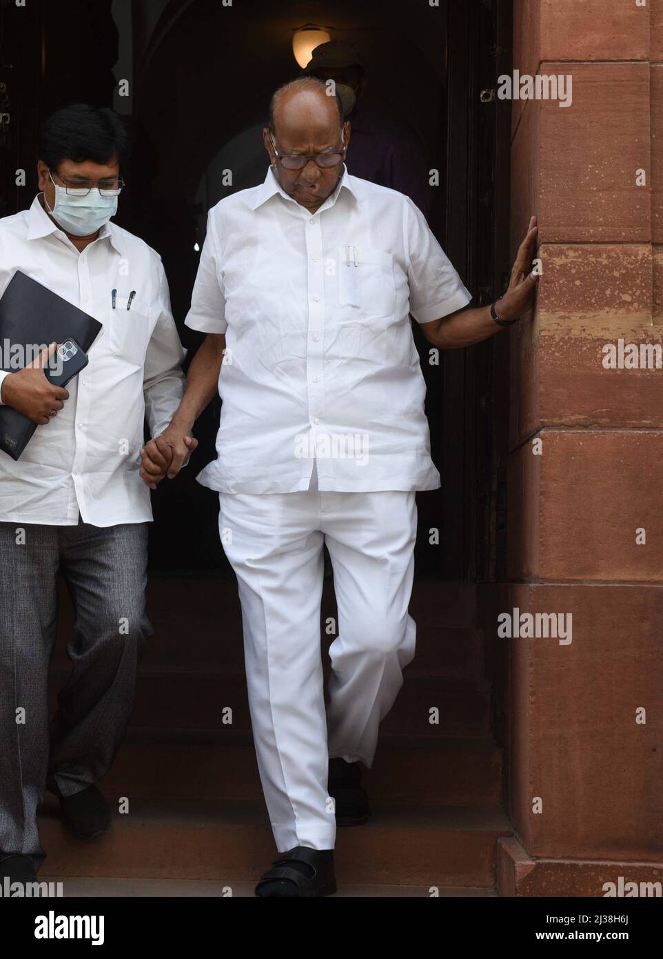 NEW DELHI, INDIA - APRIL 6: NCP leader Sharad Pawar, at Parliament House on April 6, 2022 in New Delhi, India. (Photo by Arvind Yadav/Hindustan Times/Sipa USA) Stock Photo