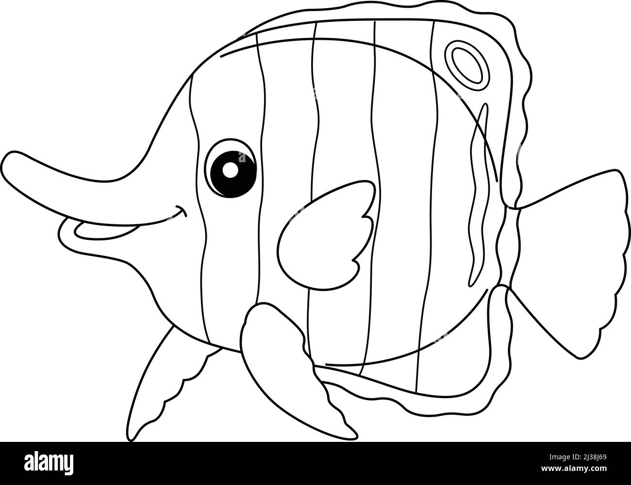 Butterflyfish Coloring Page Isolated for Kids Stock Vector