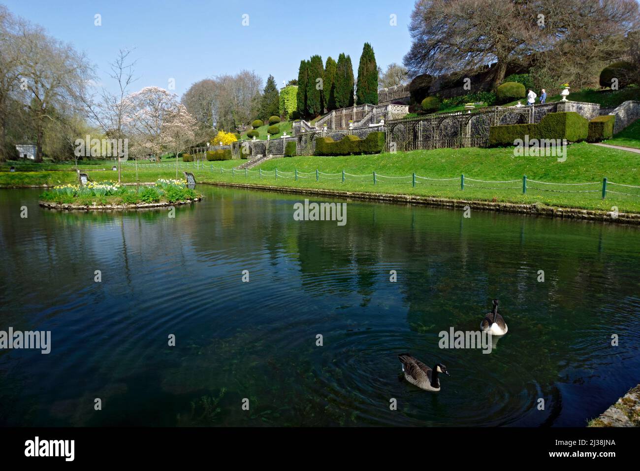 Lake and gardens, National History Museum/ Amgueddfa Werin Cymru, St Fagans, Cardiff, Wales. Stock Photo
