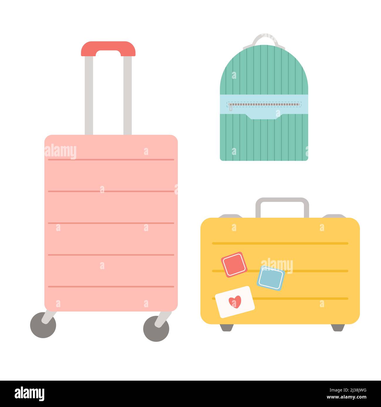 Summer bag, set of suitcases flat design, vector Stock Vector