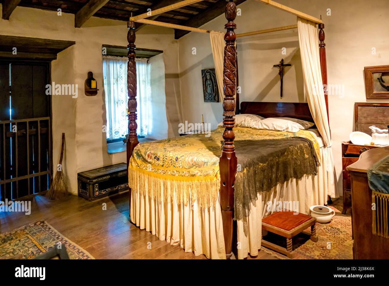 The interior of the Avila Adobe, the oldest House (1818) in the Olvera Street district, old town Los Angeles, California, USA. Stock Photo