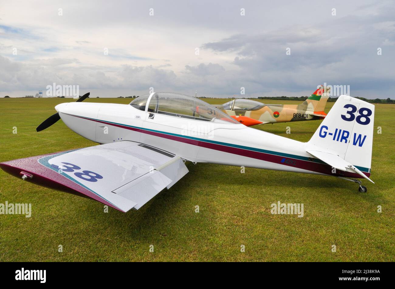 Van's RV-8 light aircraft plane at Sywell Aerodrome, Northamptonshire, UK,  for a Royal Aero Club air race. Race plane with number Stock Photo - Alamy