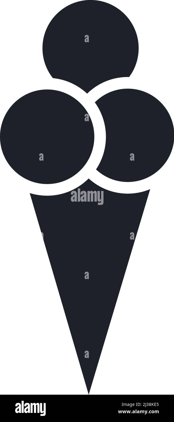 Ice cream cone icon. Food and drinks isolated vector silhouettes Stock ...
