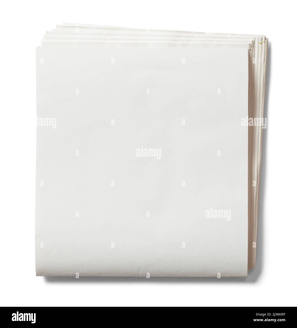 Folded Newspaper with Copy Space Cut Out on White. Stock Photo