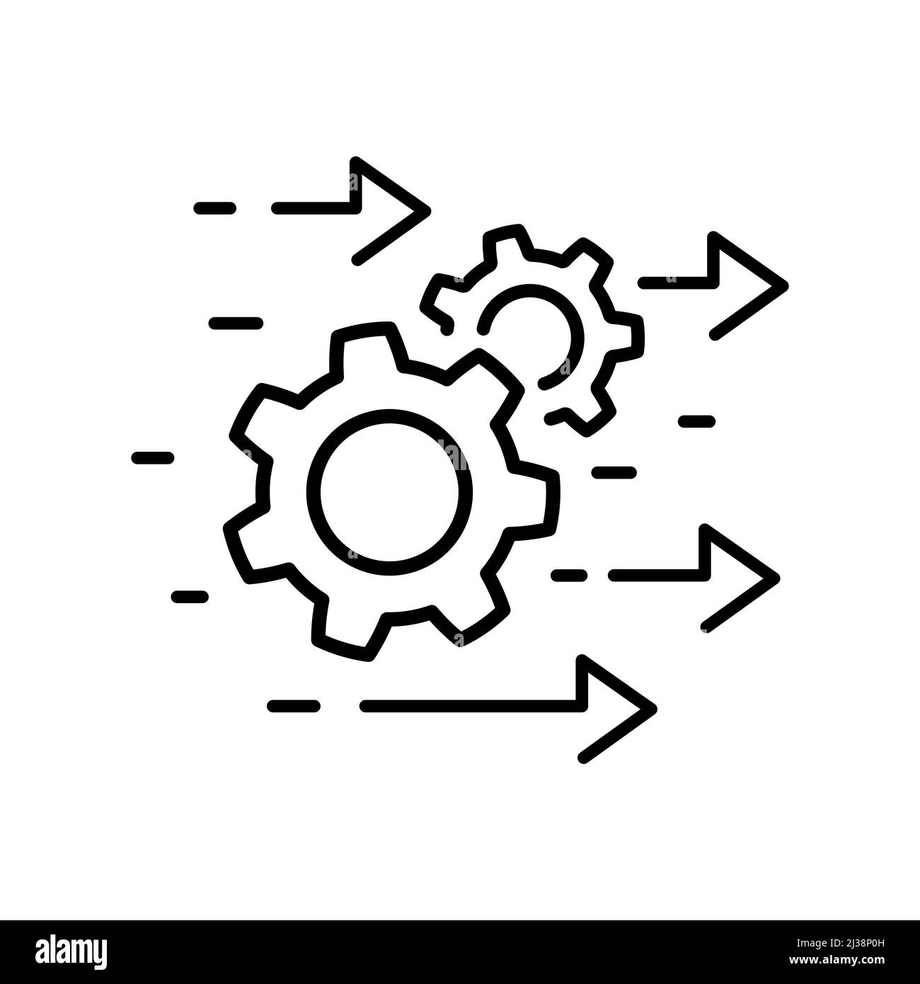 Process management icon. Agile process line icon. Optimization operation. Transmission gear wheel with arrow. strategy industry, Development concept. Stock Vector