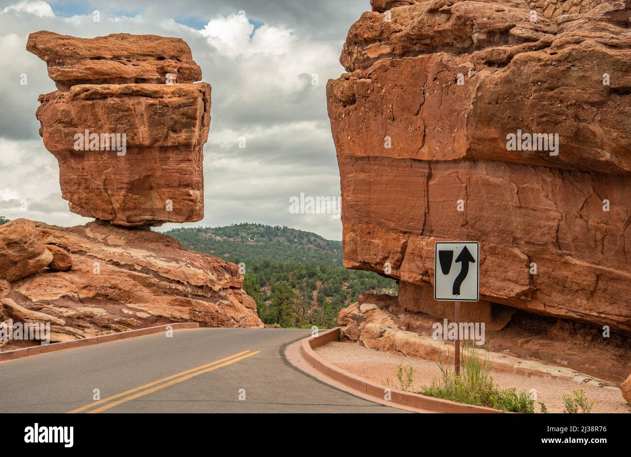 Colorado Springs Garden of the Gods Park Entrance with Balancing Rock. United States of America. Stock Photo