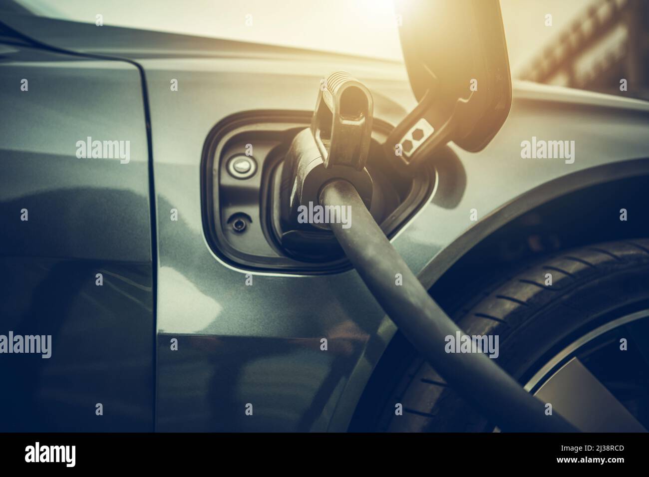 Modern Automotive Technologies. High Voltage EV Electric Vehicle Charging Point. Car Charge