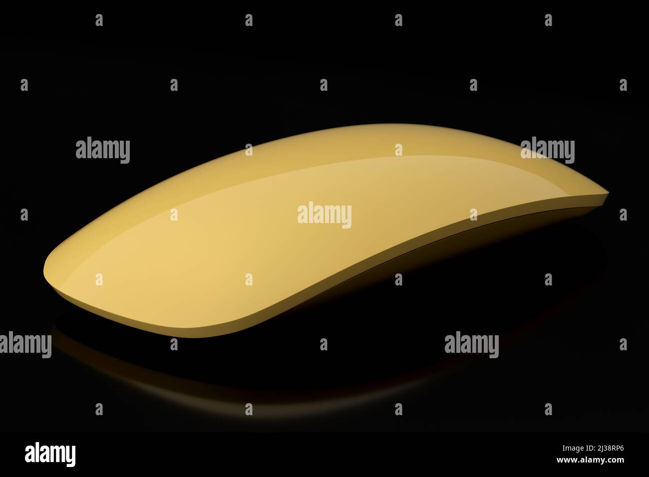 Realistic gold computer mouse with touch isolated on black background ...